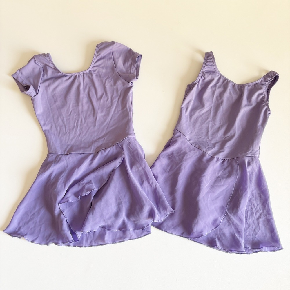 Bloch Girls Bundle Lot 2 Purple Ballet Dance Skirted Leotard Ballerina Size 6x-7
